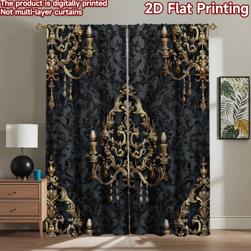 

1pc 2D flat Photography Backdrop Background Banner Gold Chandeliers 100% Polyester Family Party Perfect for Holiday decorations