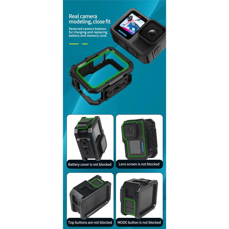 

【B89E】Клетка для камеры из алюминиевого сплава, рамка для камеры Gopro 13 12 9, с креплением для холодного башмака