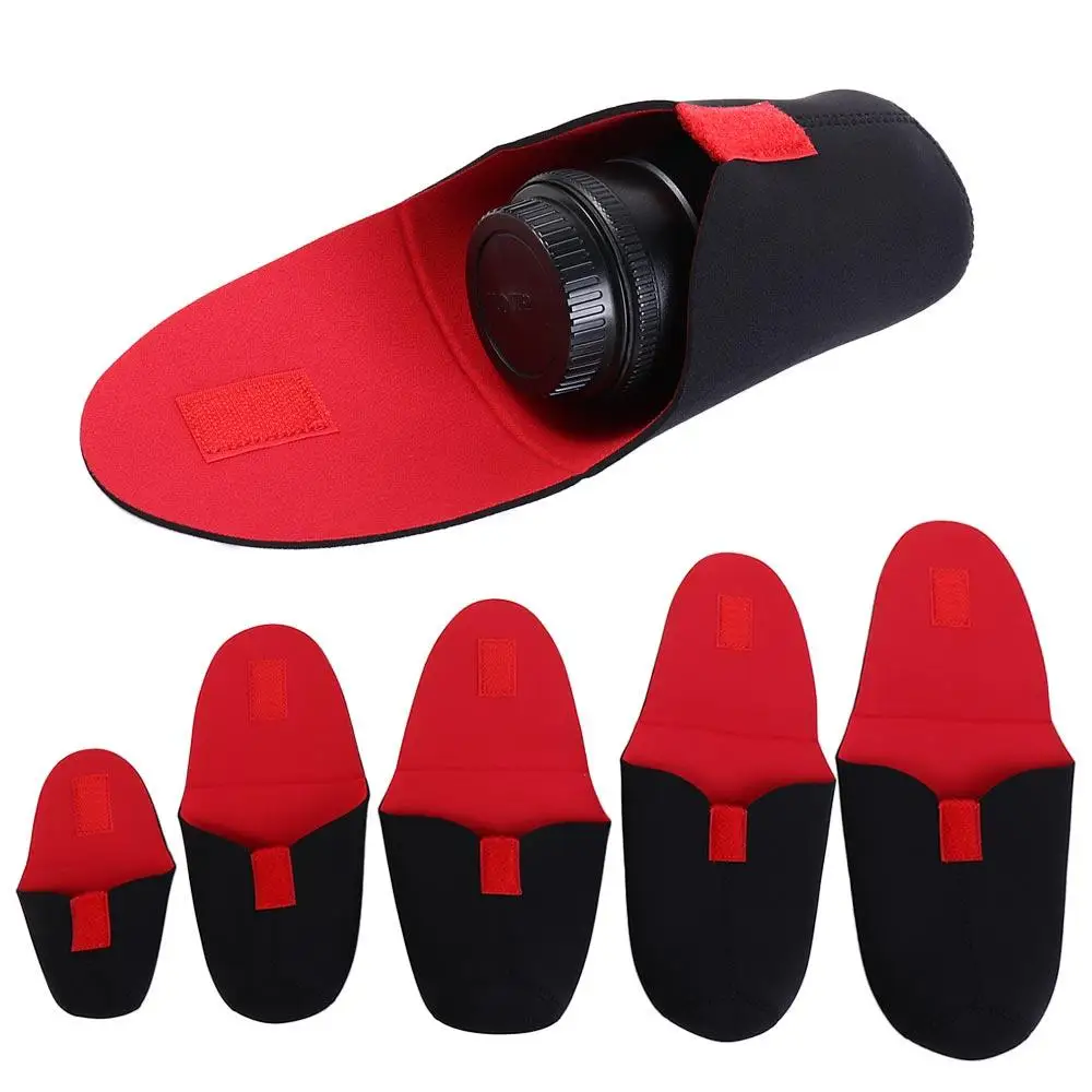 Neoprene Camera Lens Pouch Bag Waterproof Thickening DSLR Camera Lens Bag S/M/L/XL/XXL Red/Black Neoprene Paste Lens