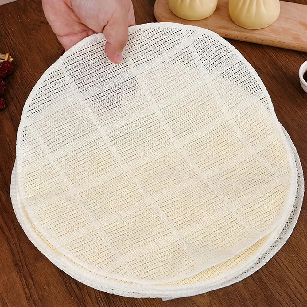 New Cotton Round Steamer Cloth Breathable Non-stick Steamer Mat Mesh Reusable Steaming Liner Kitchen Cooking Accessories