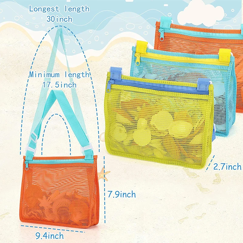 Beach Toy Mesh Bag para crianças, armazenamento Shell, brinquedo de praia, conchas, piscina, brinquedos de areia, acessórios de natação