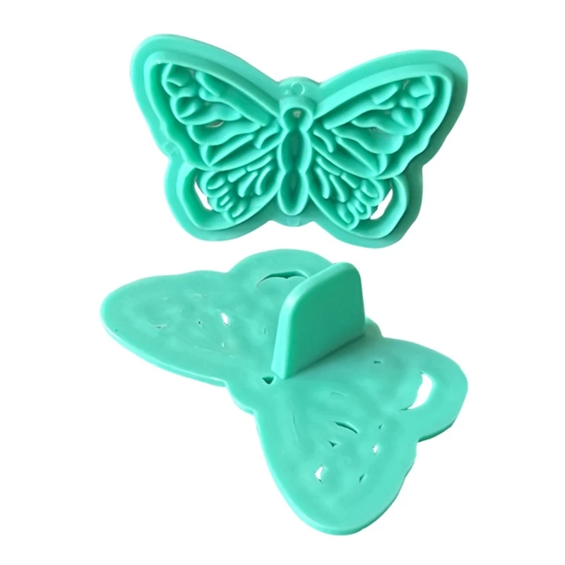 2 Pieces Plastic DIY Cookie Stamps Butterfly Shaped Biscuit Moulds Cookie Moulds Biscuit Stamps Baking Tools for Biscuit