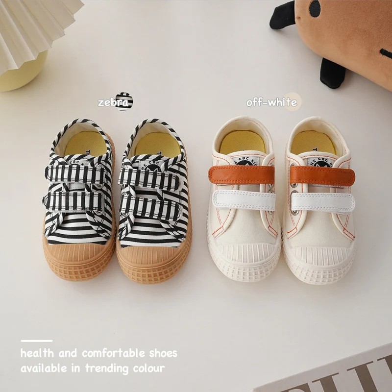 New Spring Sneakers For Baby Fashion Children Kindergarten Indoor Canvas Shoes Boys Girls Cute Zebra Crossing Print Casual Shoes