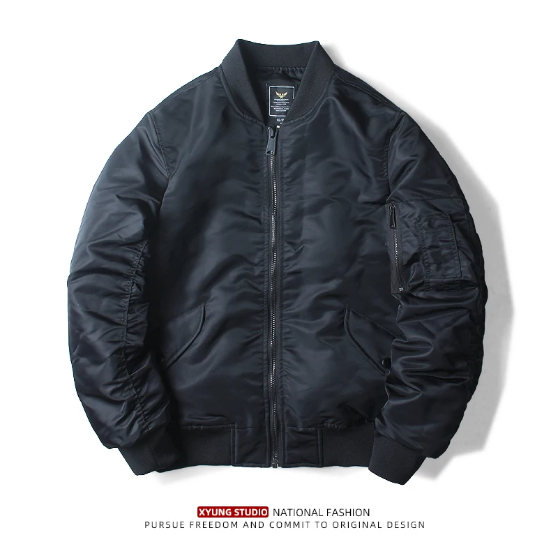 

Thiened Cotton Men's Flight Jaet MA Sle Baseball Coat Stand Collar Autumn Winter Faion Urban Leisure Clothing