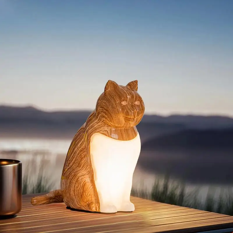 Lámpara de mesa para gatos, luz nocturna de escritorio con aromaterapia, carga USB, efecto de sonido, lámpara de noche para gatos para dormitorio, temperatura de Color ajustable