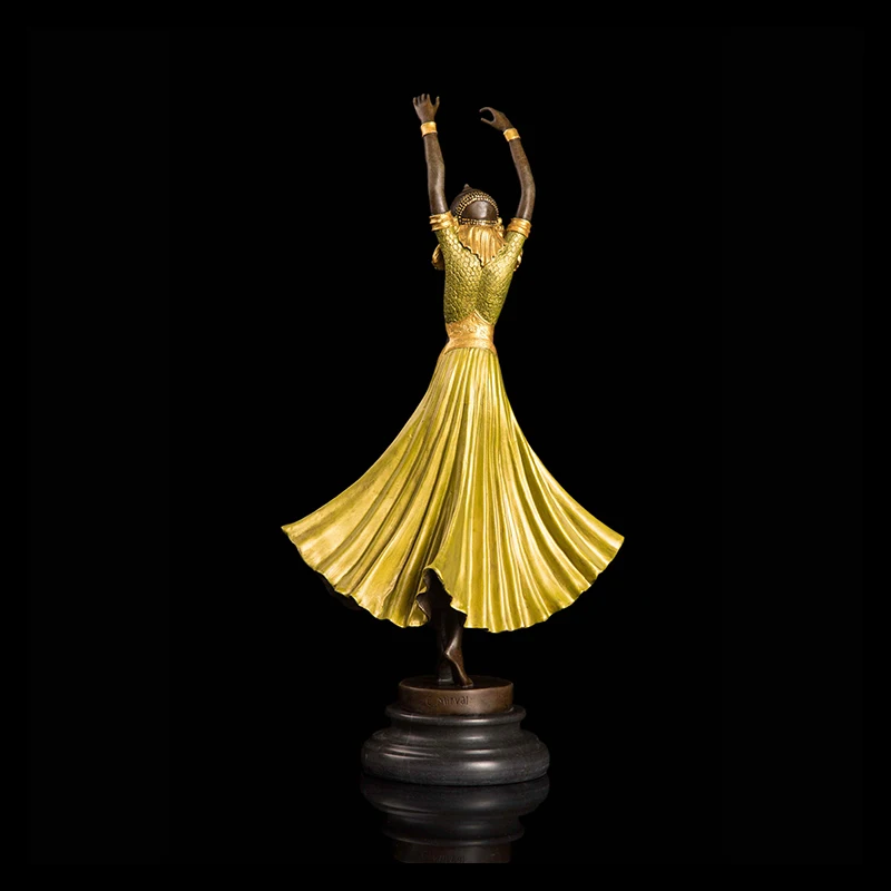 PY-202B Modern Bronze Abstract Female Dancer Figurine Statue Young Woman Dancing Sculpture Copper Art Decor Accessories