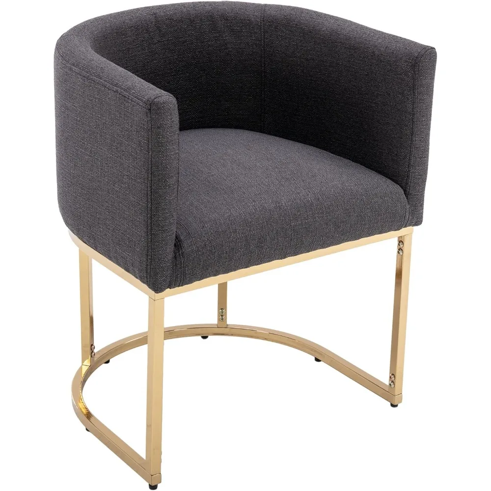 

Upholstered Dining Chair with Barrel Back, Mid Century Modern Padded Restaurant Chair with Gold Metal Frame for Kitchen, Dining