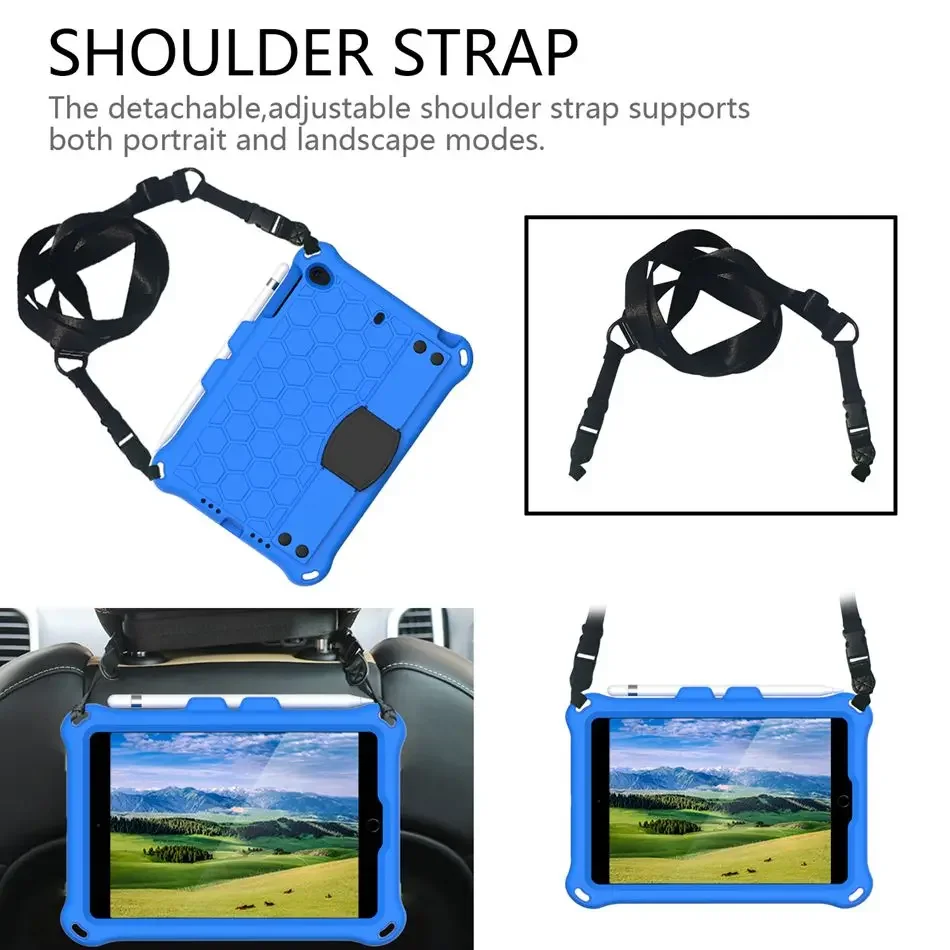 For ipad mini 4 Case for Kids Tablet cover for mini 5 2019 shock proof EVA Stand Cover for Apple ipad mini 2 /mini 3 + strap