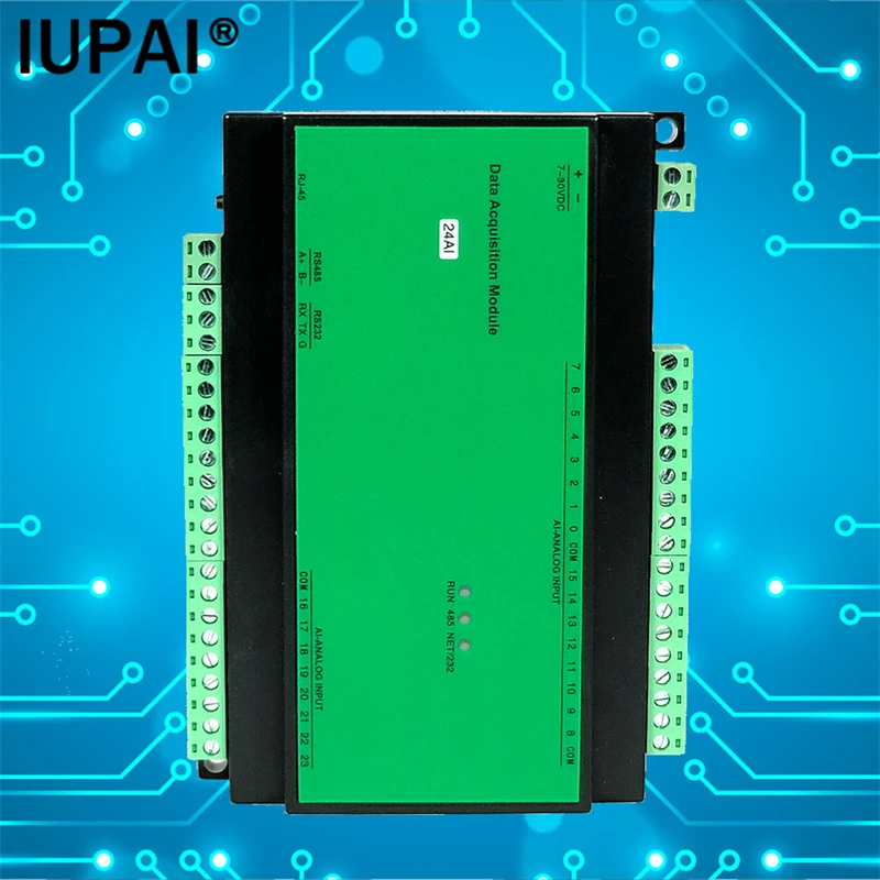 Acquisizione di ingresso analogico a 24 canali 24AI 0-20mA, 4-20mA, 0-10V compatibile con il Controller industriale del modulo IO Modbus RTU