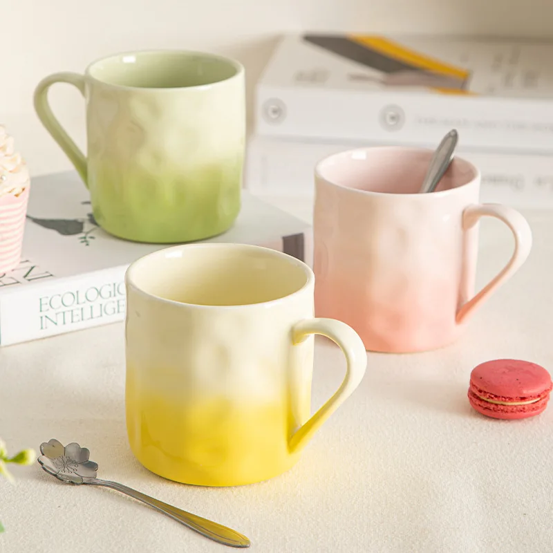 High Aesthetic Gradient Mug Women's Water Cup , Home Design Sense  Ceramic Cup  Couple's Breakfast Cup  Milk Coffee Cup