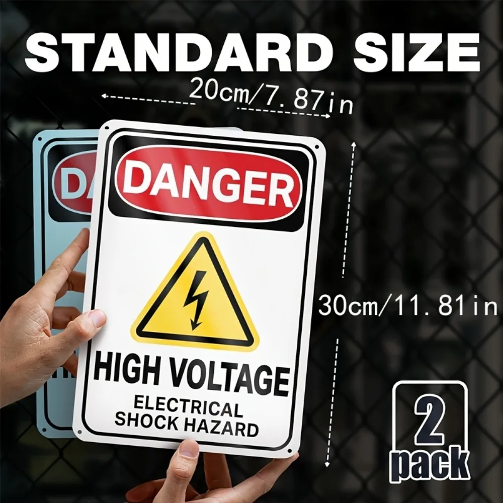 Vintage High Voltage Warning 1Pcs 20x30cm Aluminum Wall Art Waterproof Durable Outdoor Indoor Property Sign Decor