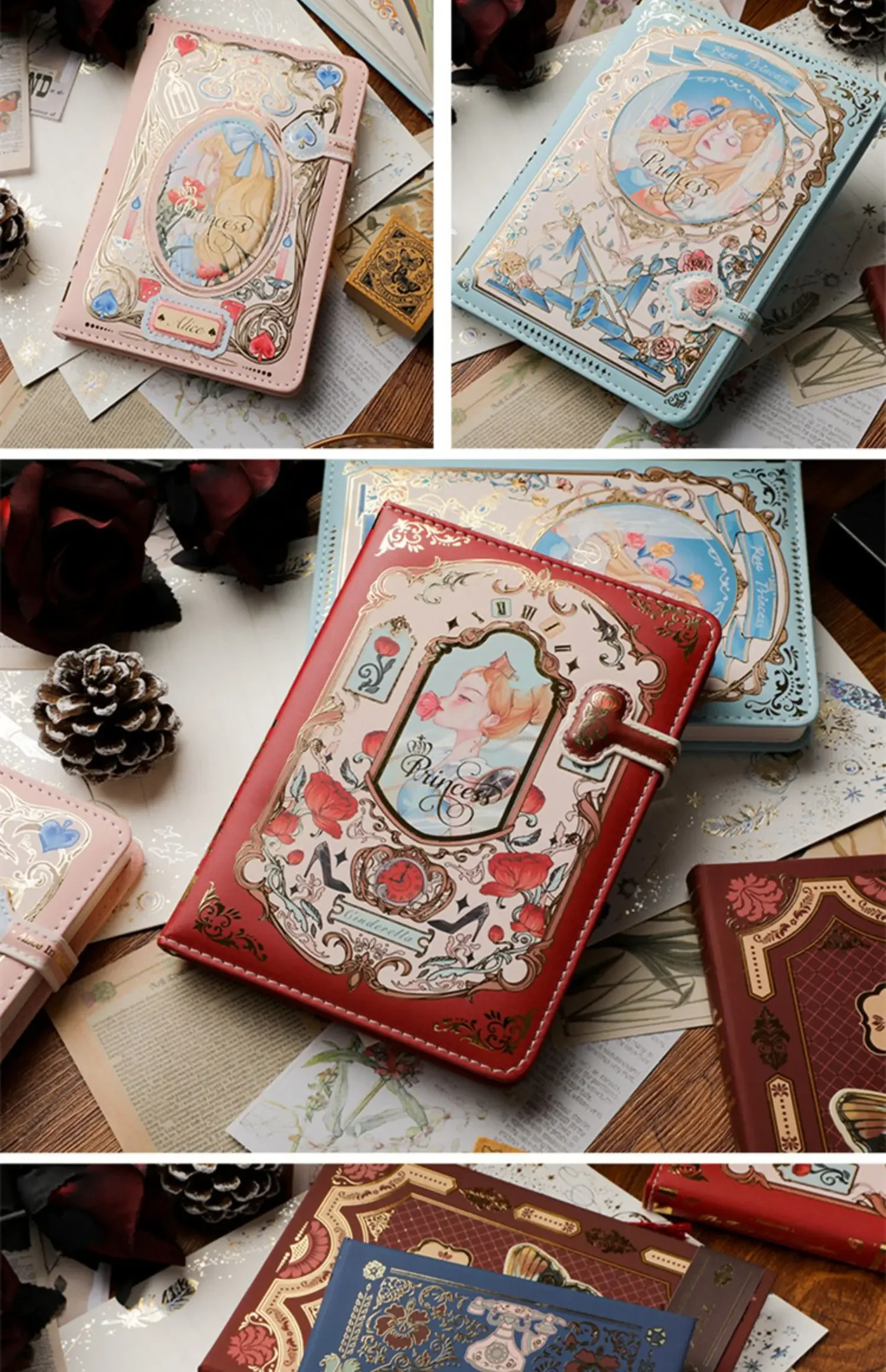 Retro Gothic Notebook Colorful Inner Pages Diary Exquisite Ledger Book For Girls Simple Ins Style Ledger Book Writing Supplies