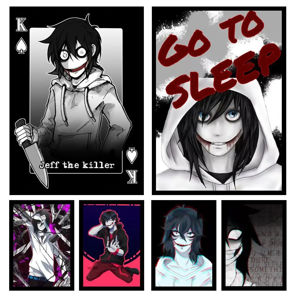 Jeff The Killer Poster Self-adhesive Art Waterproof Paper Sticker Coffee House Bar Room Wall Decor