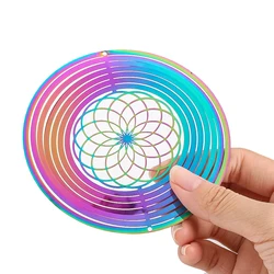 Mandala Wind Spinner Indian Dreamcatcher Flower of Life Stainless Steel Reflection Hanging Garden Decor Bird Repeller