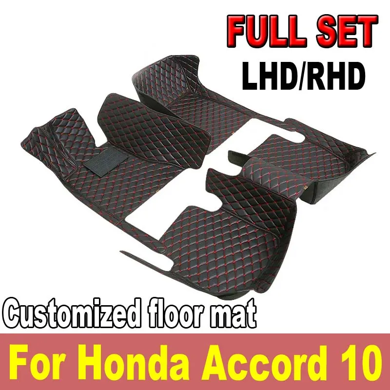 Car Floor Mats For Honda Accord 10 10th CV1 CV2 CV3 2018~2022 Auto Foot Pads Luxury Leather Mat Carpet Rug Car Accessories 2019