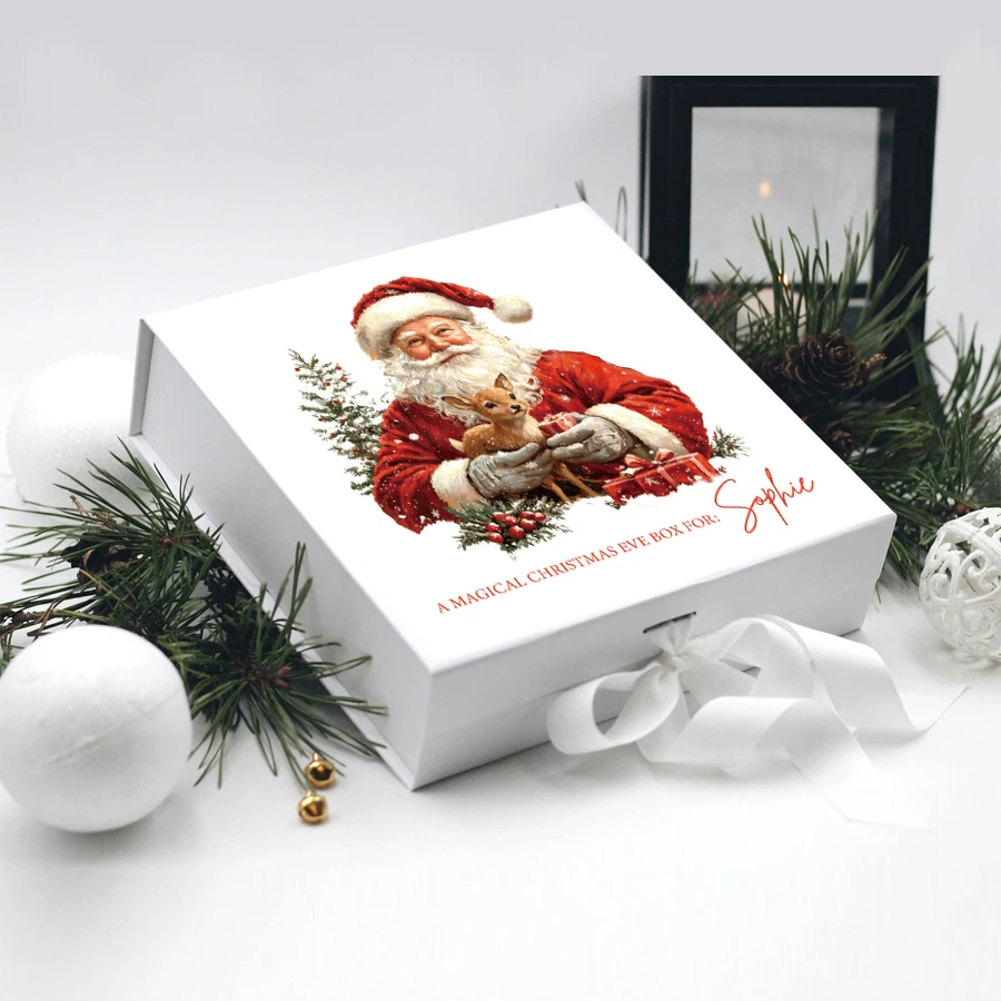

Personalized Gift Box for Christmas Gift Box, Custom Gift Box for Large Christmas Gift Box, White Gift Box, Christmas Eve Box