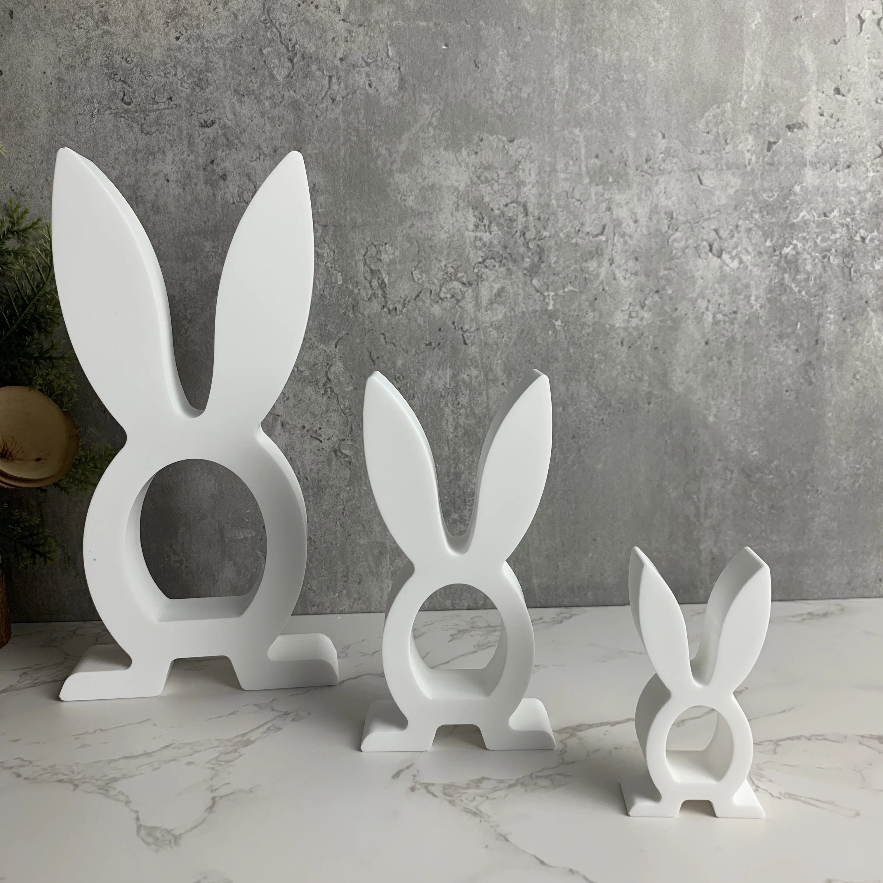 Easter Big Ear Hollowed Out Rabbit Candle Silicone Mold Home Decorative Cement Gypsum Ornaments Silicone Mould Epoxy Resin Mold