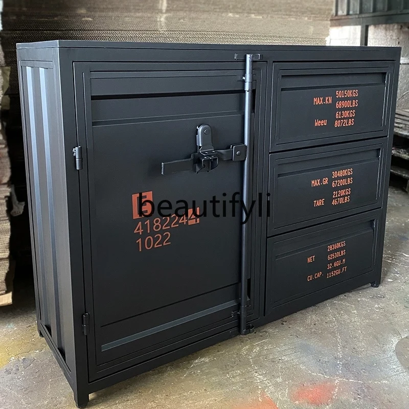 

Industrial style container wrought iron tea cabinet, garage storage, locker, outdoor mobile dining side, dining cabinet