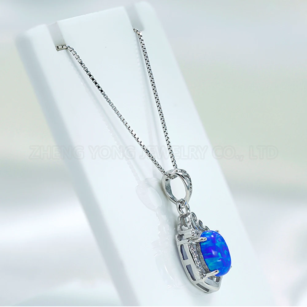 Wave Pattern Pendant 925 Silver DIY Color Oval Shape Opal Pendant for Women