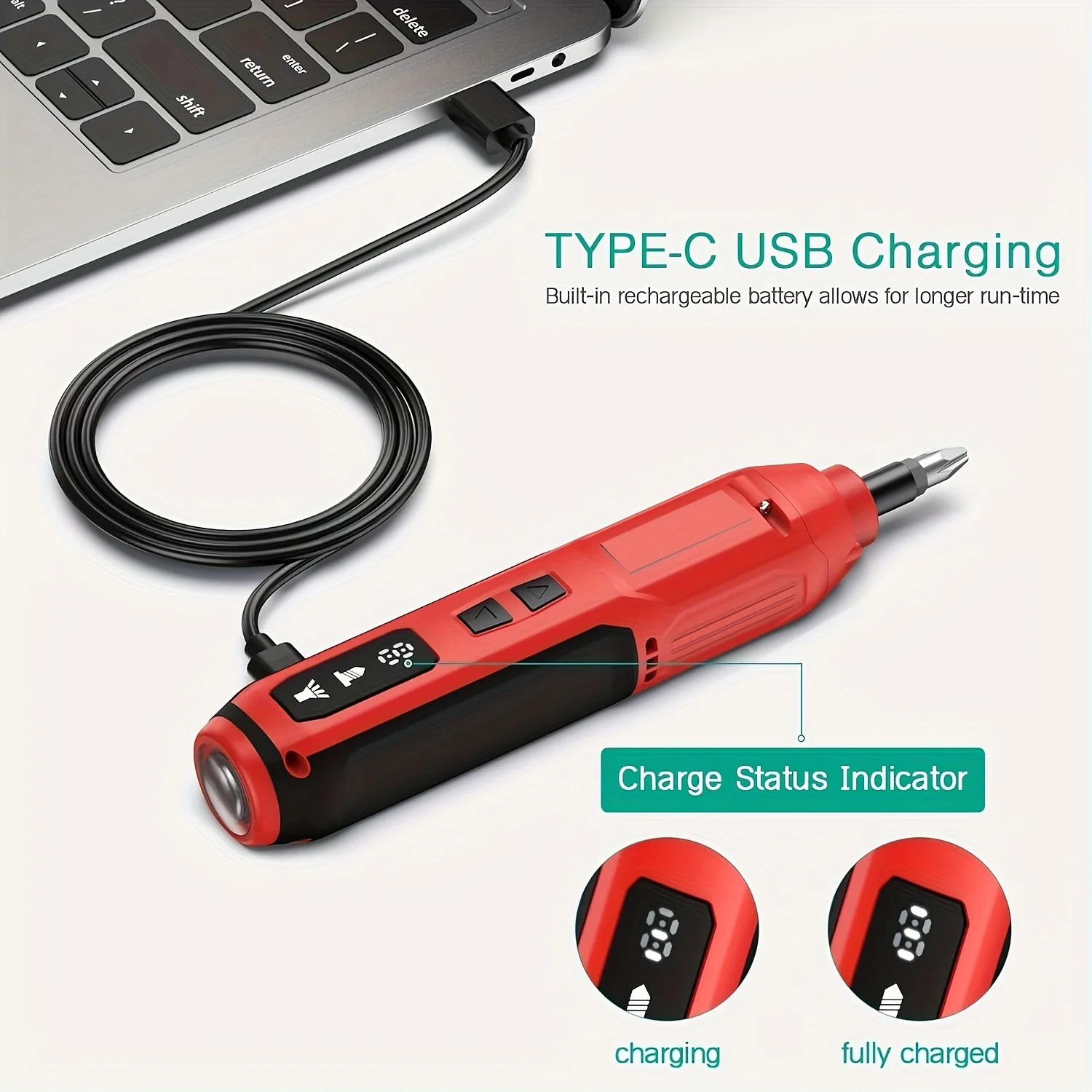 Kit de chave de fenda elétrica, chave de fenda 5 configurações de torque, chave de fenda elétrica sem fio com luz de trabalho LED, 36 pontas de chave de fenda,