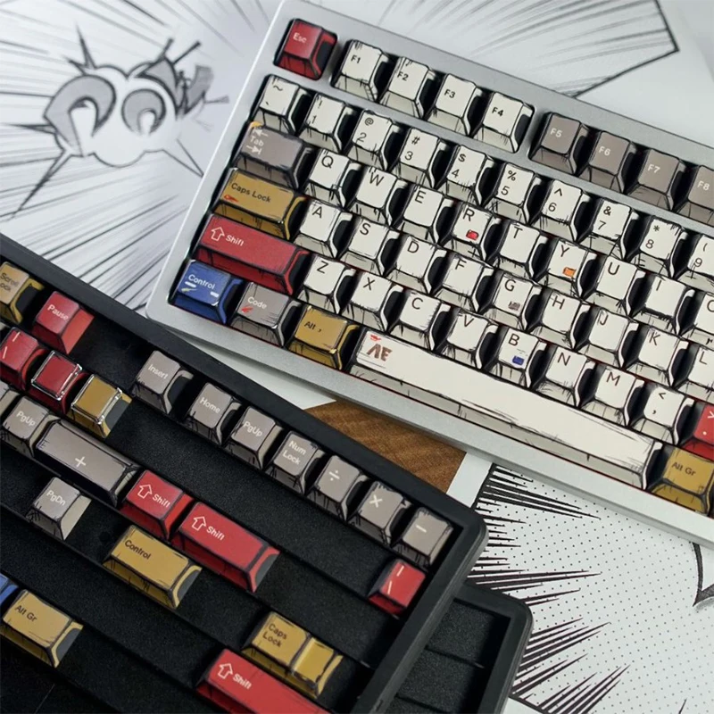 Pbt Comic Style Keycaps Cherry Profile Complete Set 141 Keys Keycaps Suitable Cherry Mx Switches For Mechanical Keyboard