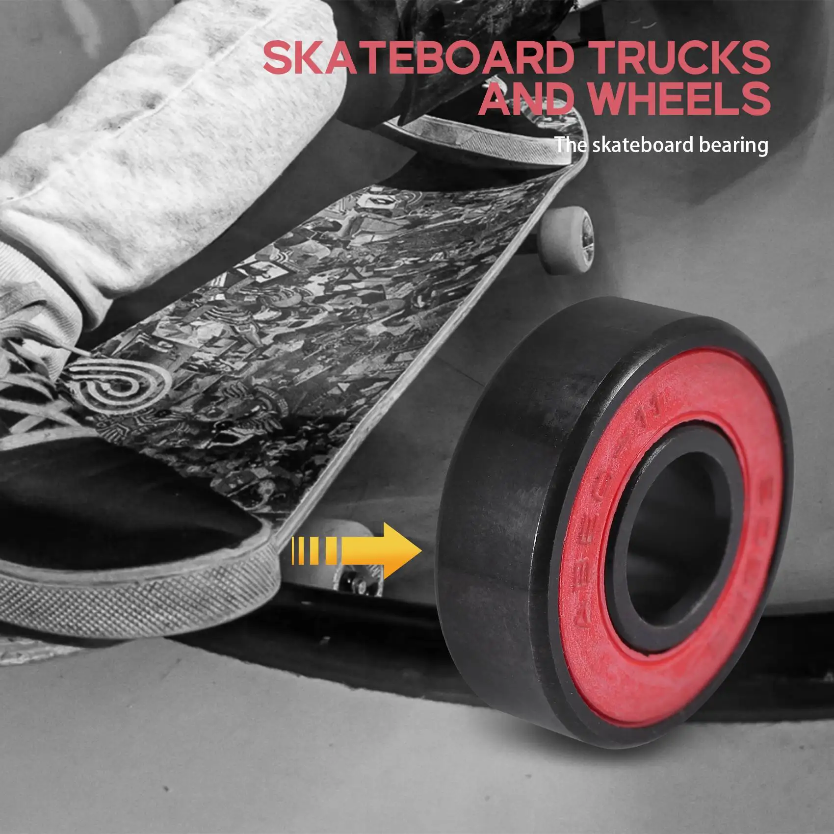 【New User-Coupon!】8 Pcs Bearings High Speed Wear Resistant For Skate Skateboard Wheel