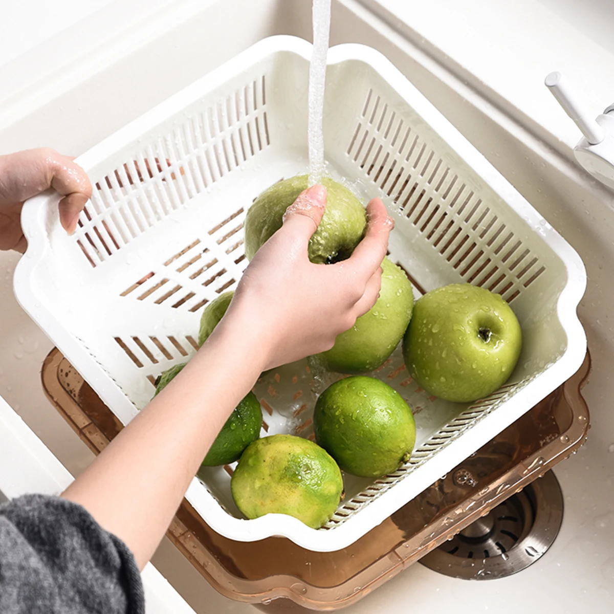 

1pc Eco-Friendly PP Dish Rack Storage Box Transparent Cover Water Draining Shelf Kitchen Holder Tableware Storage Container Sink