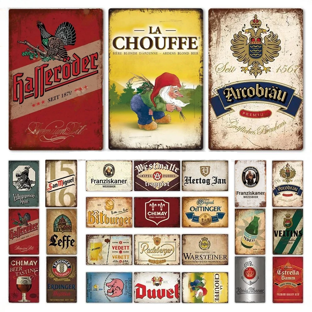 FJ Vintage Metal Sigsn Decors Beer Brand Tin Sign Posters Decorative Plaque Wall Decor Bar Pub Man Cave