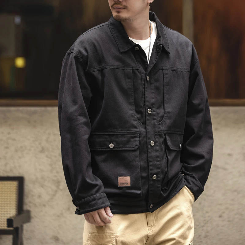 النمط الأمريكي فضفاض ملابس العمل غير رسمية سترة الرجال حجم كبير ربيع الخريف نمط جديد اليابانية الراقية معطف في الهواء الطلق #3