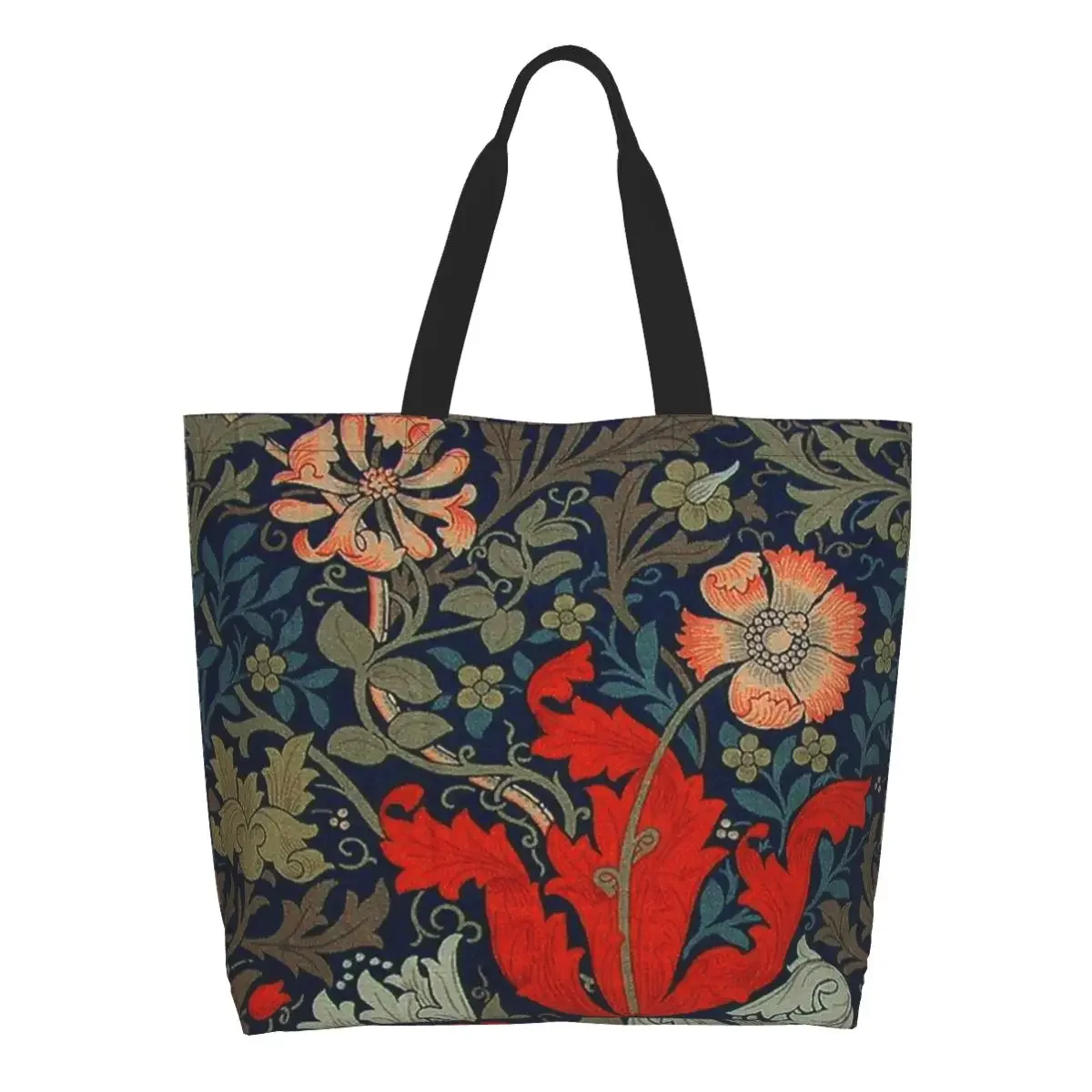 William Morris Floral Art Nouveau Pattern Groceries Tote Shopping Bags Women Canvas Shopper Shoulder Bag Big Capacity Handbag