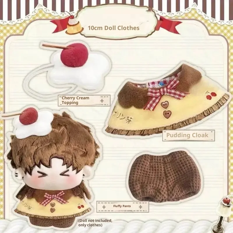 

Pudding For 10cm Cotton Doll Clothes Set Fit For Animal Star Hammer Body Types Stuffed Doll Pendant kawaii cherry cream Clothes