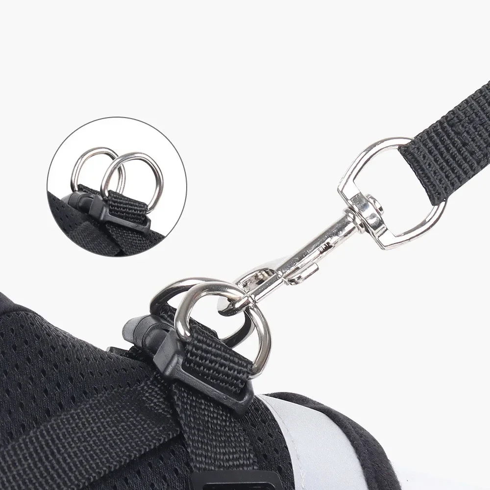 Ausbruchsicheres Katzengeschirr, Verstellbare Reflektierende Weste, Atmungsaktives Netz-Haustier-Führgeschirr-Set für Kleine Welpen und Kätzchen zum Gehen und Training – Detail 15