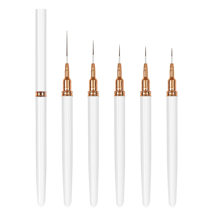 5-teiliges Nail Art Liner-Pinsel-Set für Acryl-Gel-Nagellack, französische Streifen, Strichlinienmalerei, Zeichnung, Blumenstift, Maniküre-Werkzeug – Detail 11