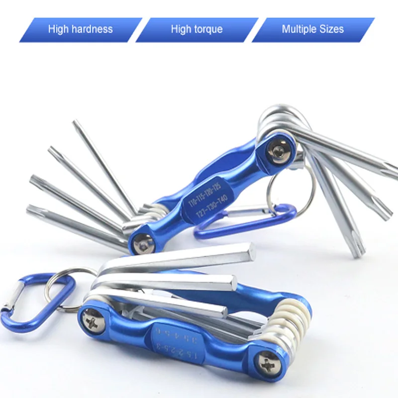 Folding Hex Wrench Metal Metric Allen Wrench Set Hexagonal Screwdriver Hex Key Wrenches Allen Keys Hand Tool Portable Set With