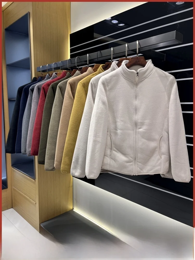 

Thiened из искусственного ягненка, бархатная толстовка с капюшоном, мужская осенне-зимняя теплая куртка с воротником-стойкой и застежкой-молнией, повседневное пальто-стойка