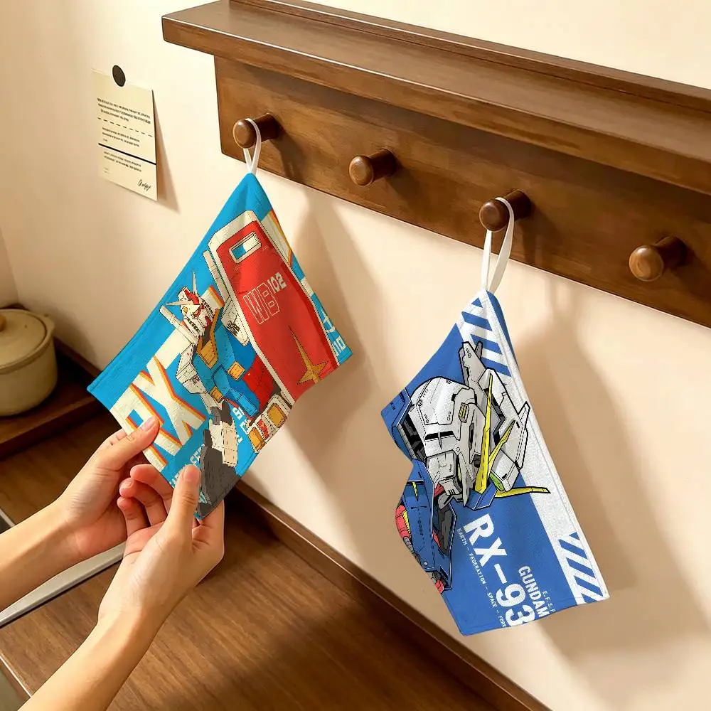 Anime G-GUNDAM Polyester Cotton Hanging Kitchen Towel, Soft Hand Wiping Towel, Reusable for Kitchen Bathroom Home