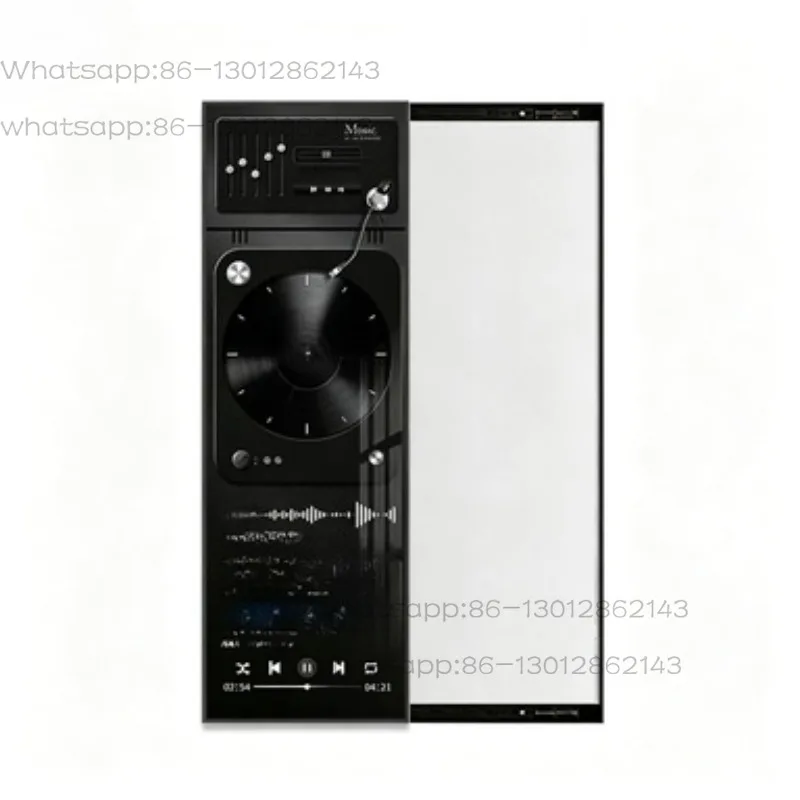 

Vinyl record hidden full-length mirror decorative painting open dressing mirror push-pull can close the entrance mural
