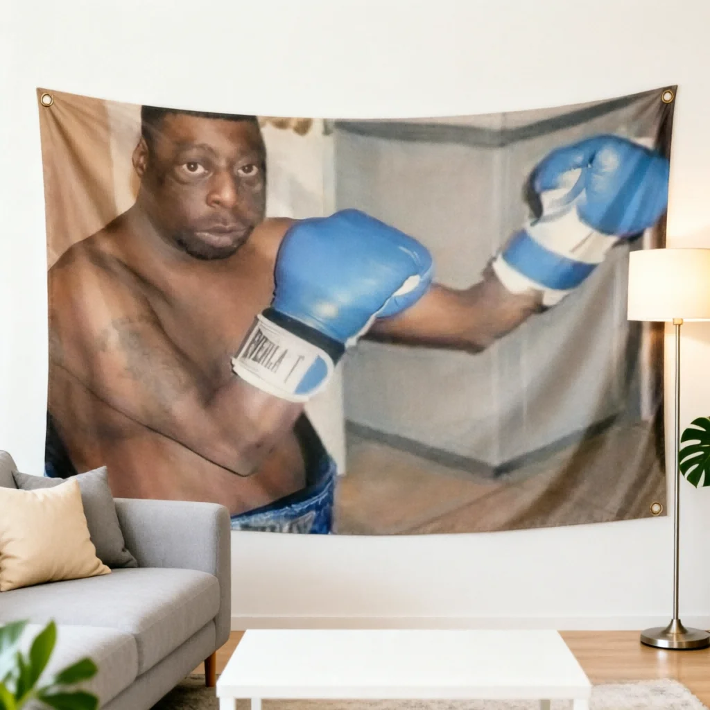 1pc Lester Boxing Green Flag, Humorous Grommet Banner, College Dorm Bedroom Man Cave Decor, Grommet Colors Vary