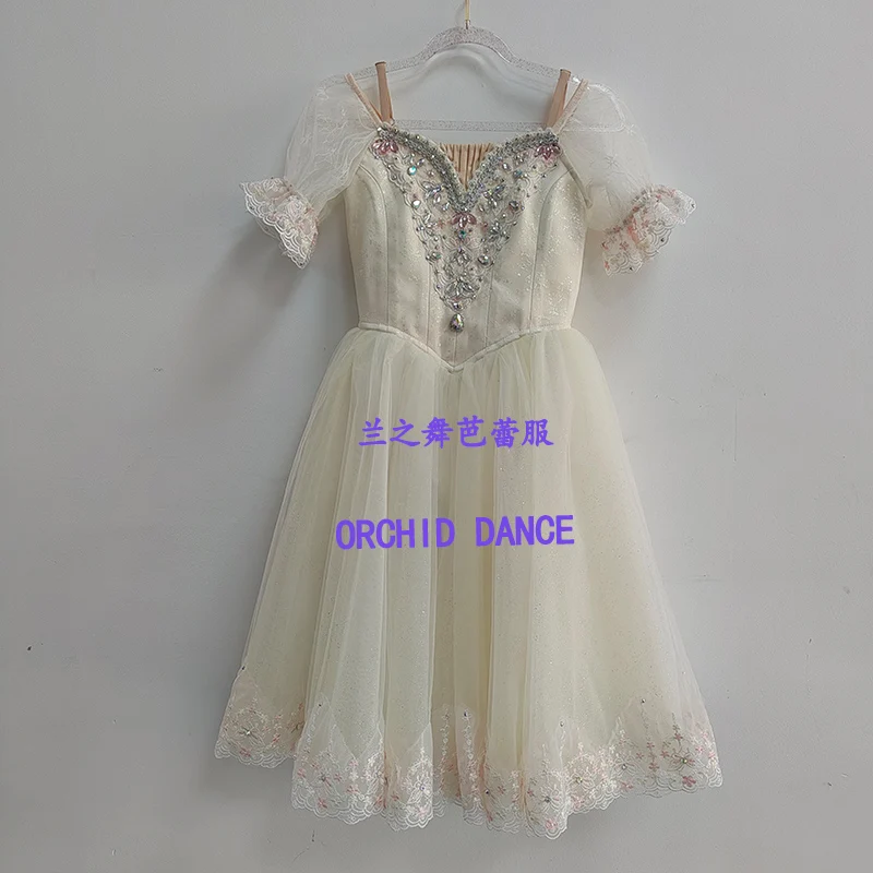 BT26052901 High Quality Custom Size Kids Girls  Ballet Dance Performance Wear Gilsay Yellow Long Romantic Tutu Dress