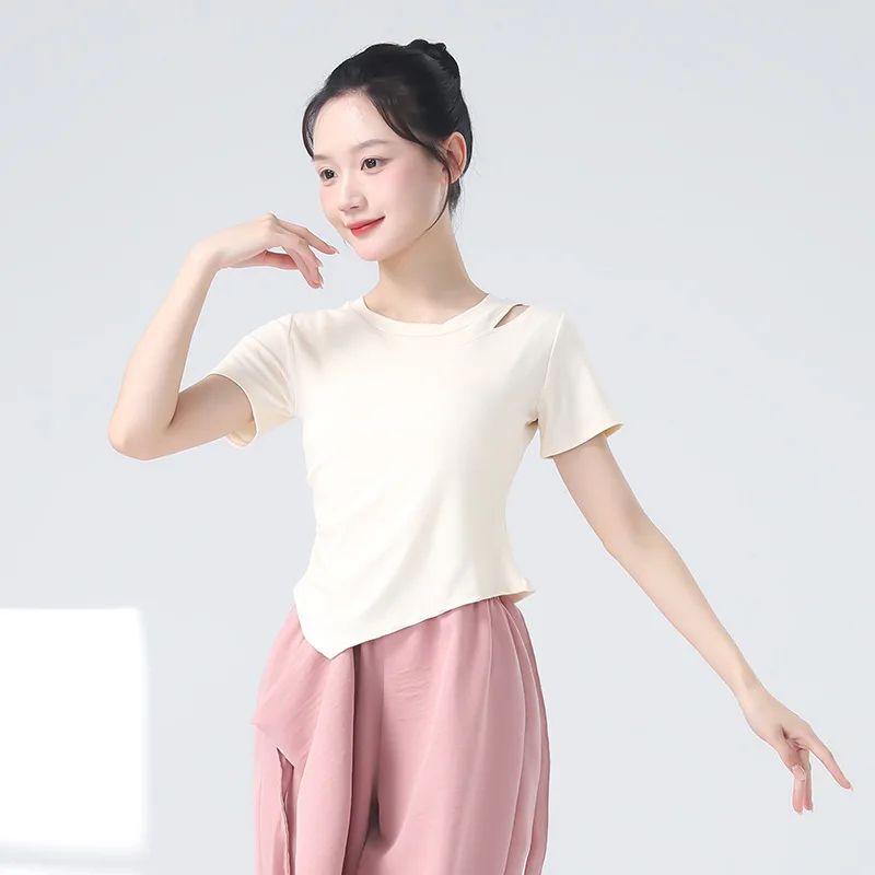 Modern dance practice suit, women's hollowed out summer new dance short sleeved slim fit classical dance adult form training top