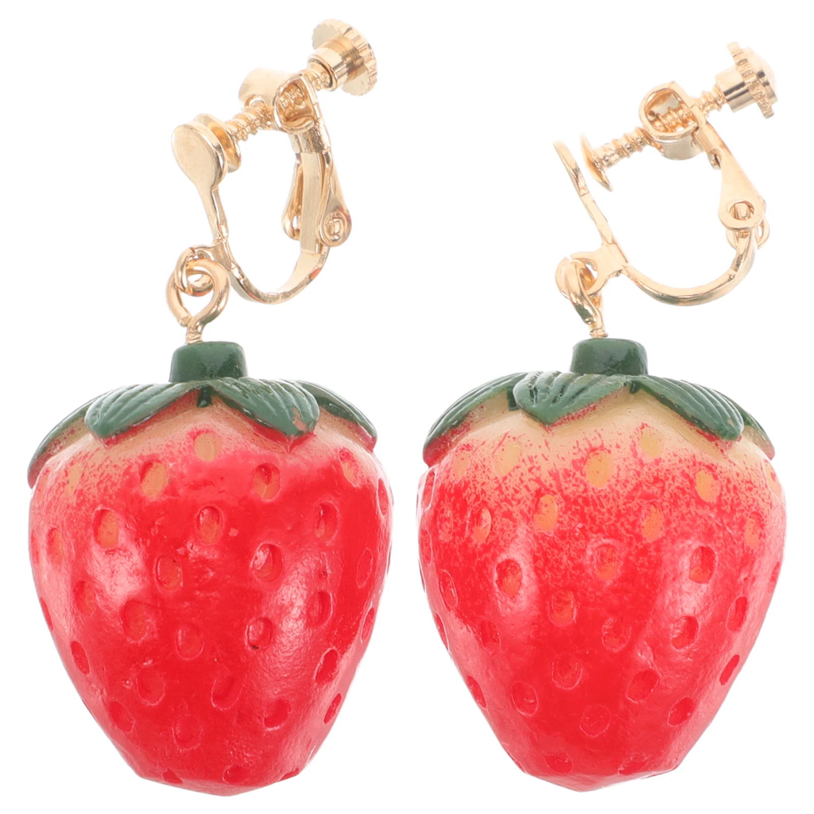 

Simulated Strawberry Ear Clips Lightweight Earrings Non Pierced Fruit Accessories Women Novelty Hair Clip Christmas Jewelry