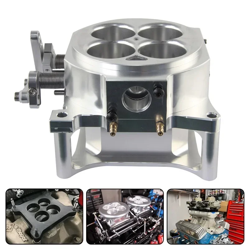 1000CFM 4150 شفة 4 أسطوانات 1.75 بوصة جسم خانق أساسي مع فاصل/2 بوصة، ألومنيوم باستخدام الحاسب الآلي لسيارة تشيفي جي إم شيفروليه فورد 302 SBC Carb