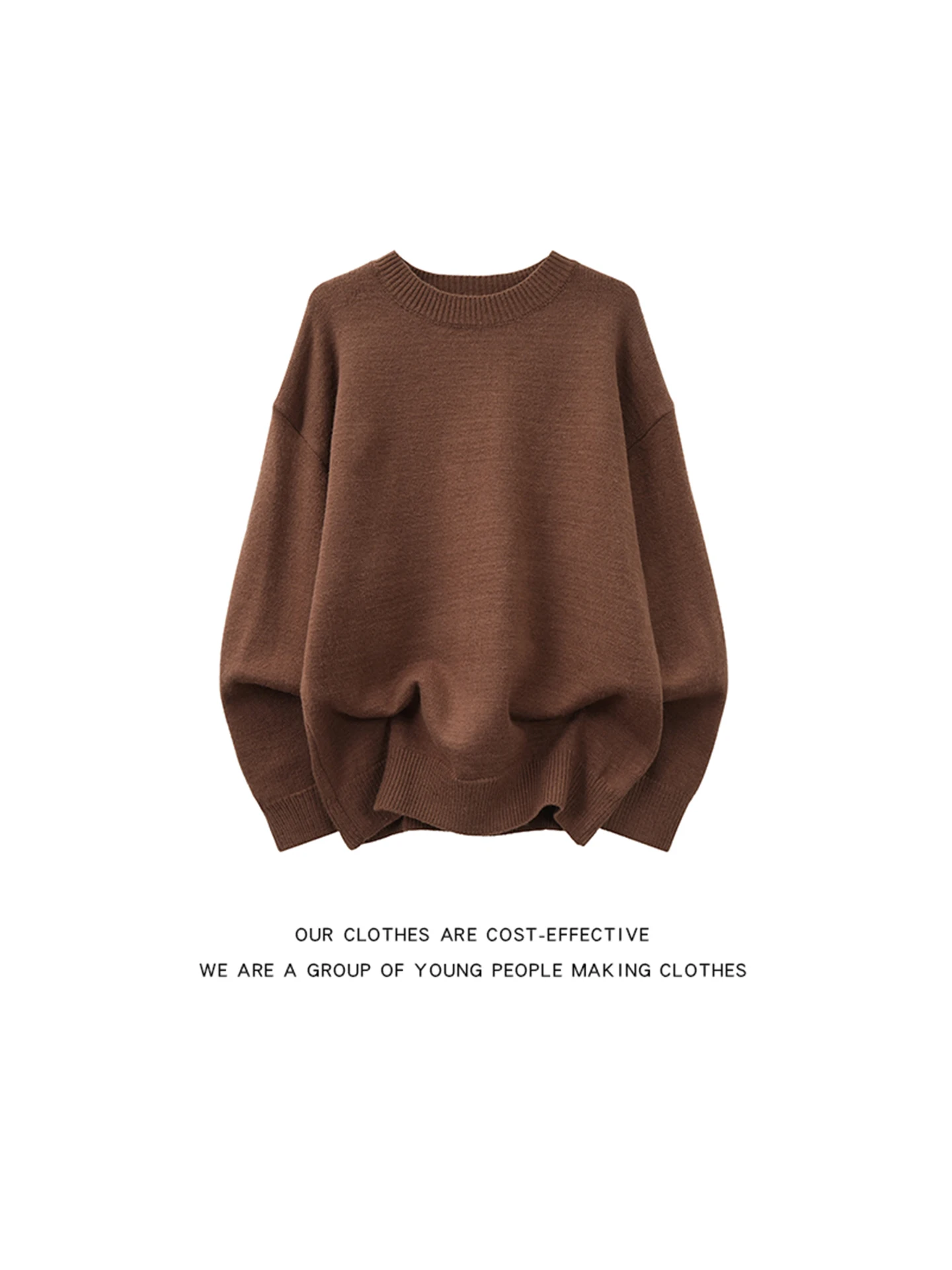 

Loose Fit Crew Ne Pullover Sweater ex Autumn Winter Simple High End Feeling Basic Layering Knitted irt for Men And Women