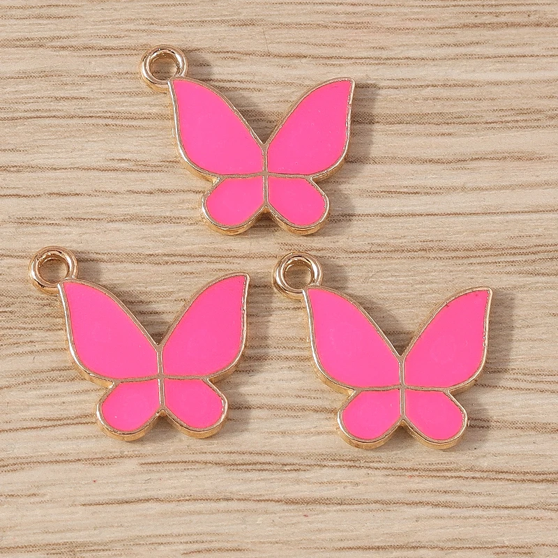 10 Stück 16x15mm Niedliche Bunte Emaille-Tieranhänger Fliegende Schmetterlinge für Schmuckherstellung Ohrringe Halskette DIY Basteln Geschenke – Detail 7