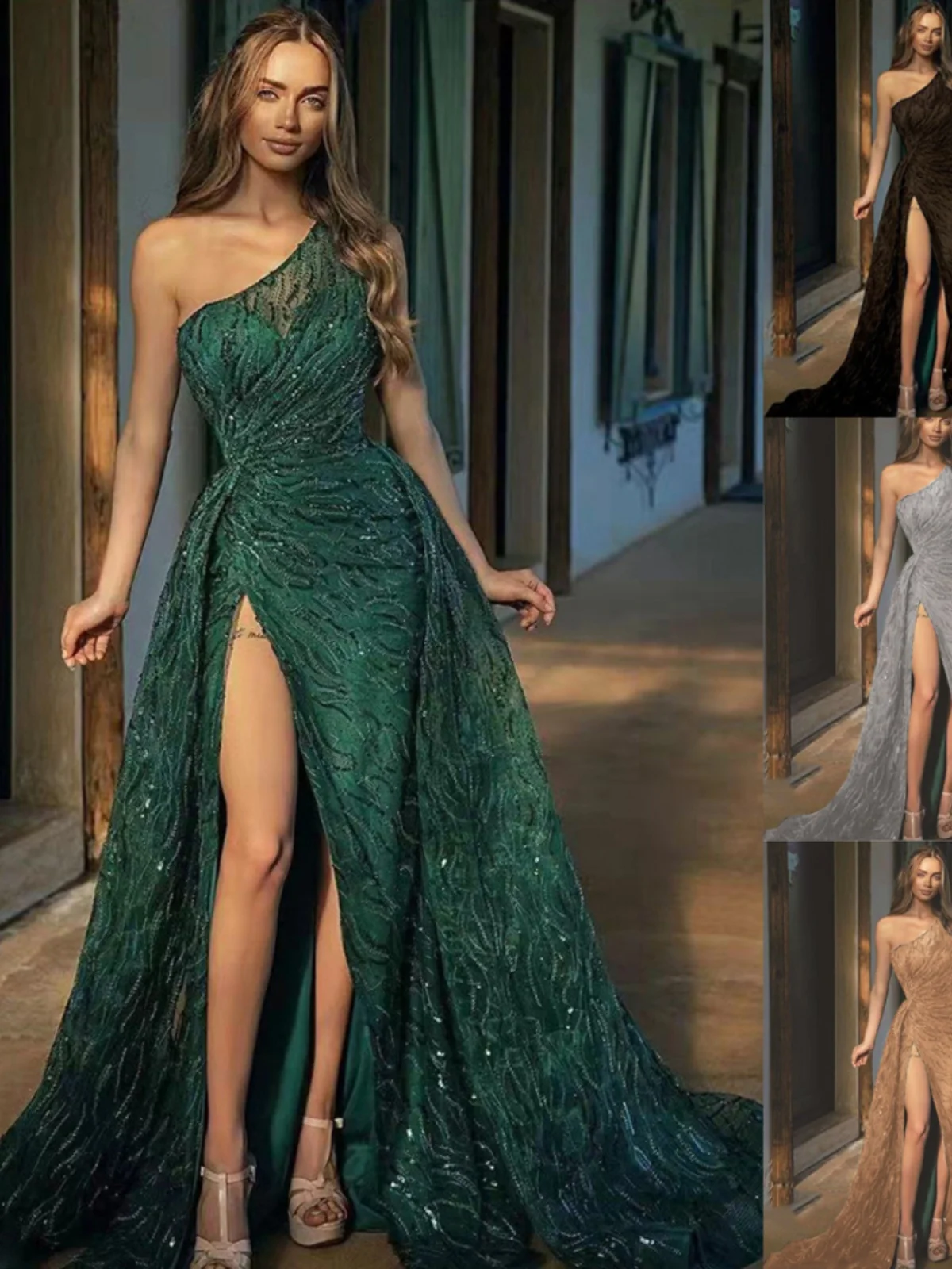 

Элегантное длинное платье с бретелями и асимметричным разрезом на плече, женское модное платье со средней талией, на молнии, без рукавов, для свадьбы