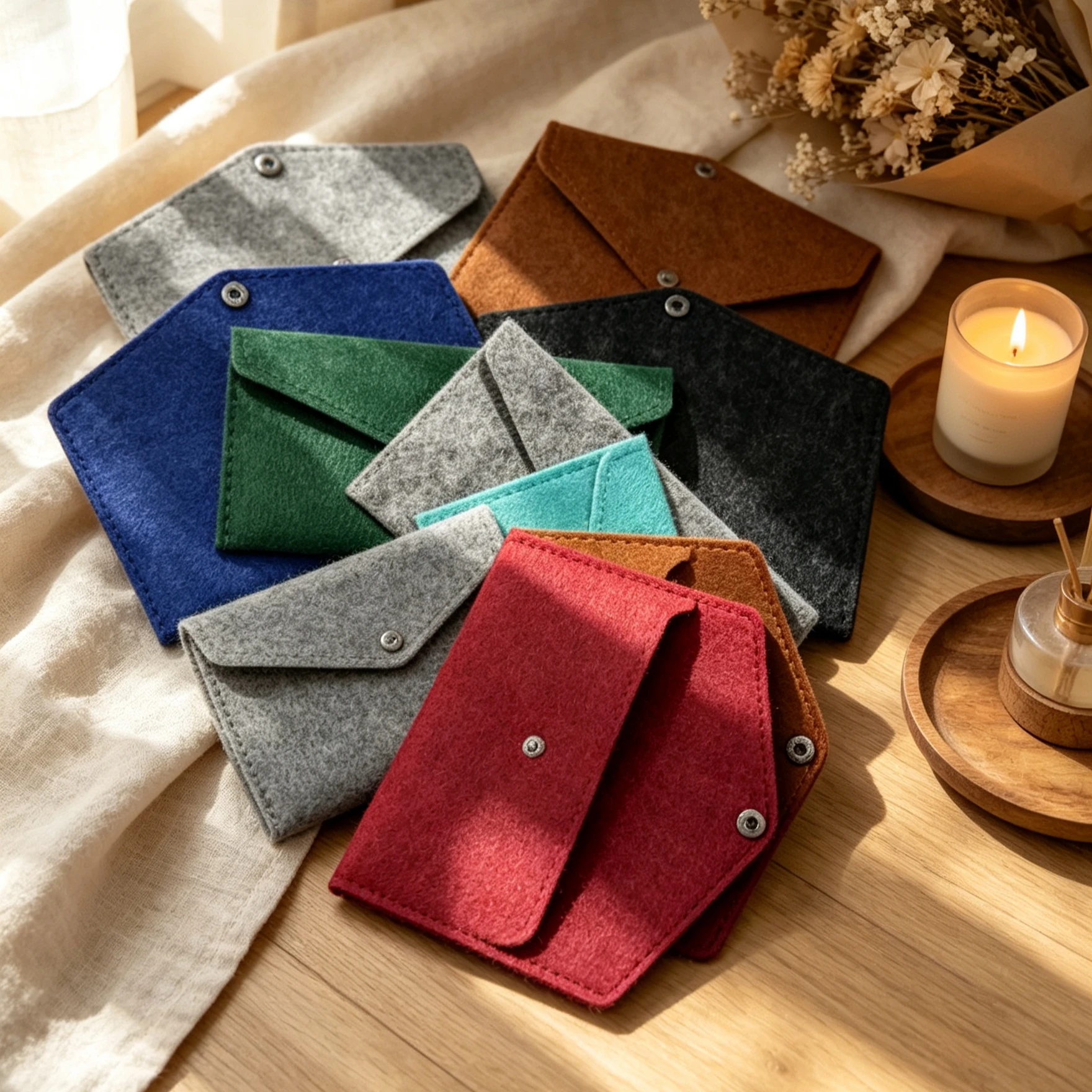 Felt Folder Portable Snap Buckle Portfolio Case Large Capacity Envelope Felt Pouch Invoice Document Storage Bag Office Organizer