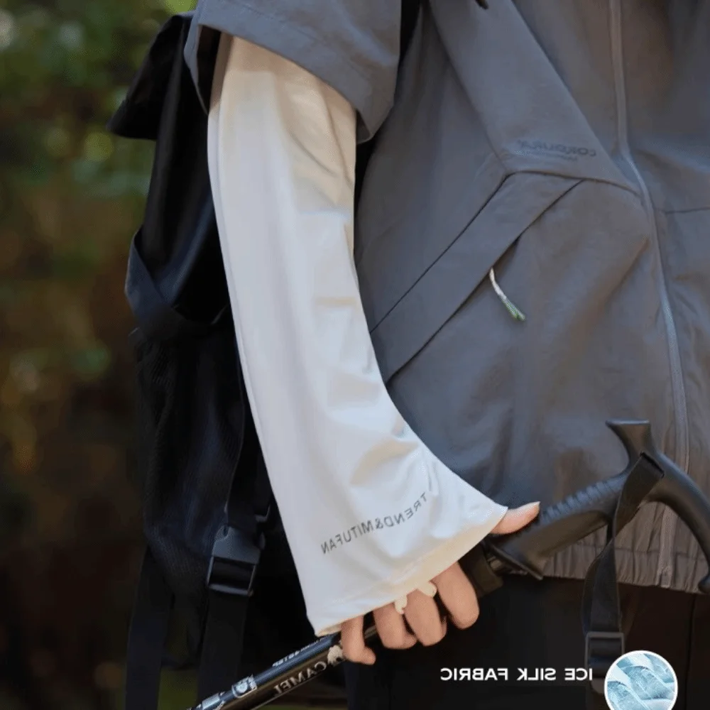 アーム保護サイクリング日焼け止めスリーブ緩い弾性ロングアイスシルクスリーブ抗 UV UV 絶縁日焼け止めアームカバー男性