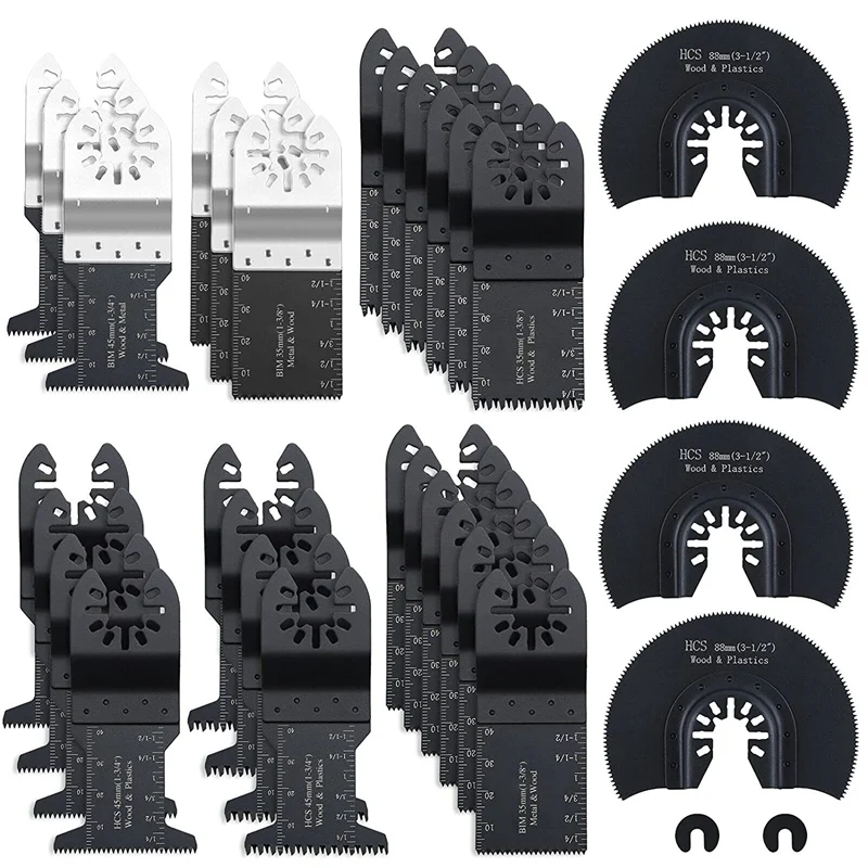 AT14 32 Pack Multitool Blades Oscillating Saw Blades For Wood Plastics Metal Quick Release Oscillating Tool Blades