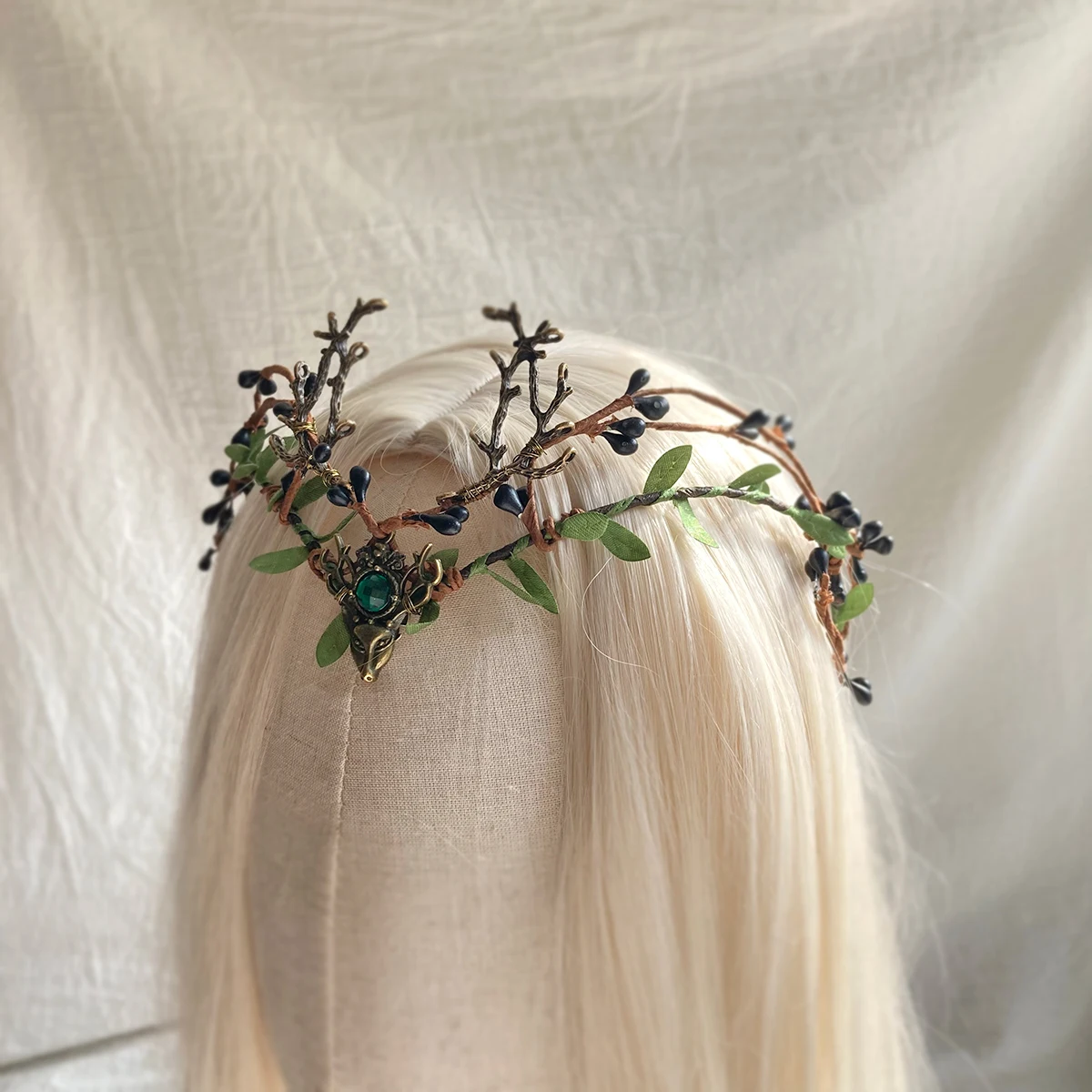 Forest Leaves  Antler Woodland Tiara elf Tiara Elven Headpiece Fairy Crown Elvish Tiara with Branches Wedding Forehead Tiara