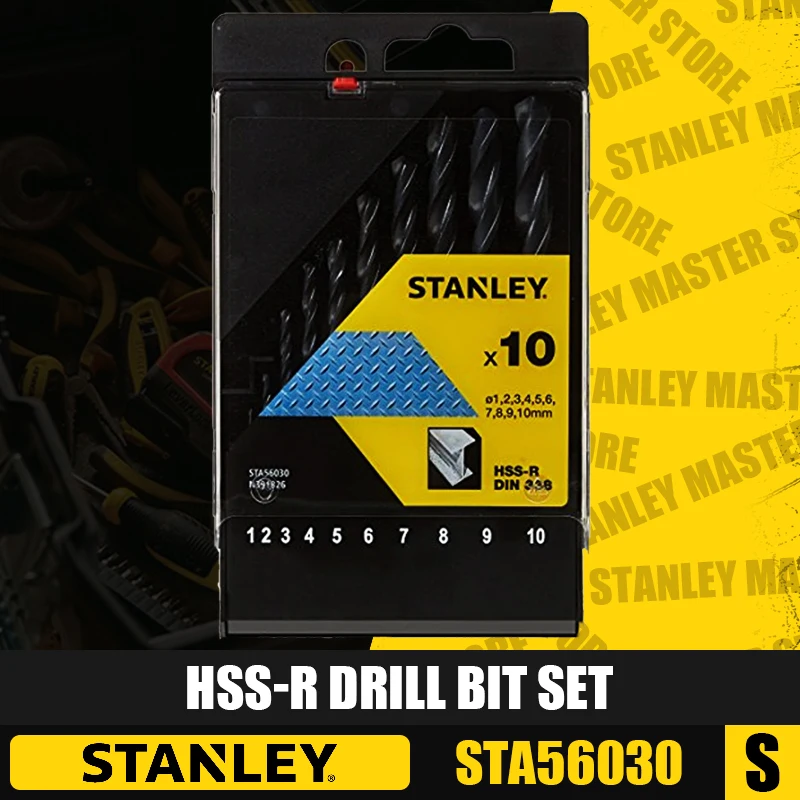 

STANLEY STA56030 HSS-R Drill Bit Set 1-10mm Stainless Steel Replacement Drill Bits Perforation Special Power Tool Accessories